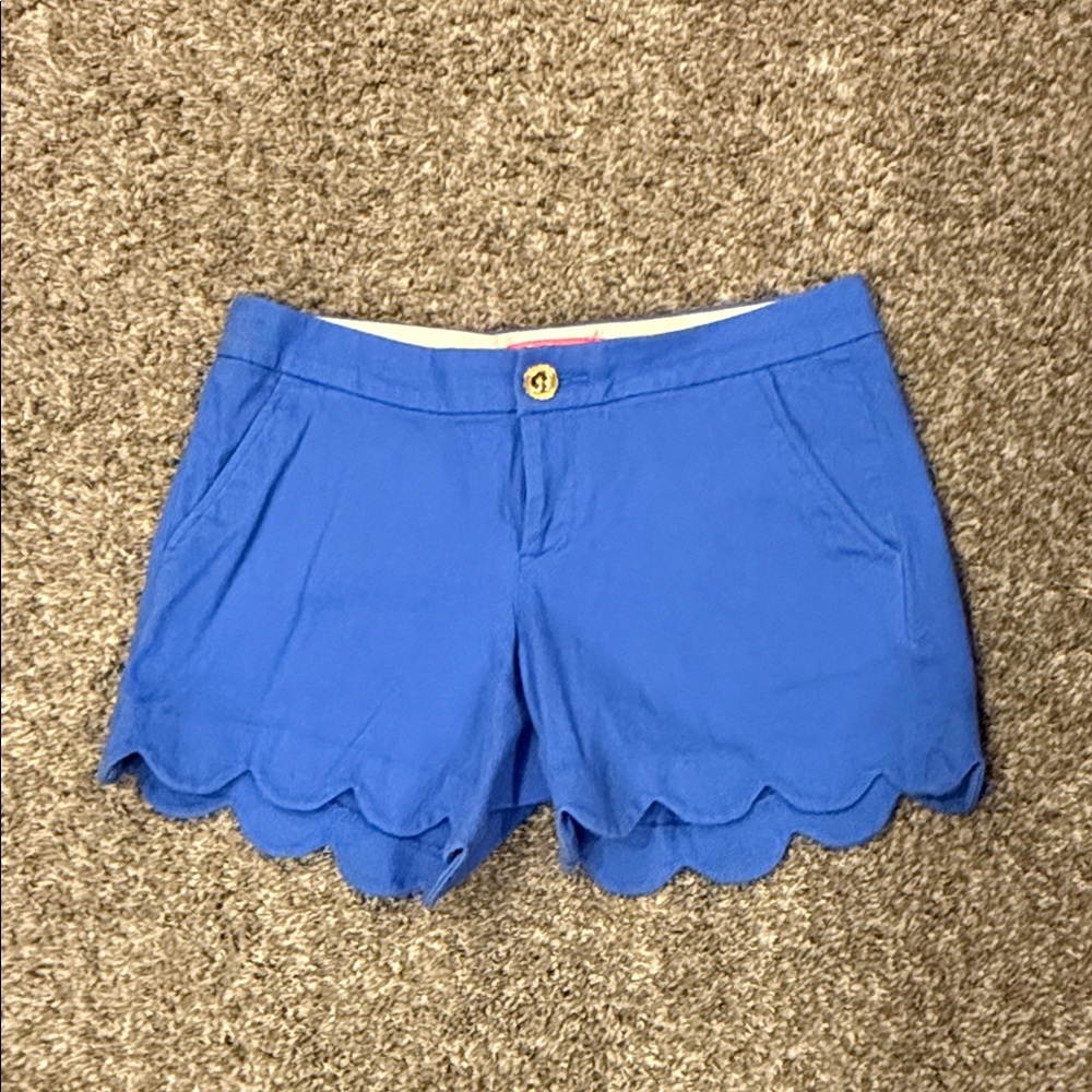 Lilly Pulitzer Blue Scalloped High Waist Shorts